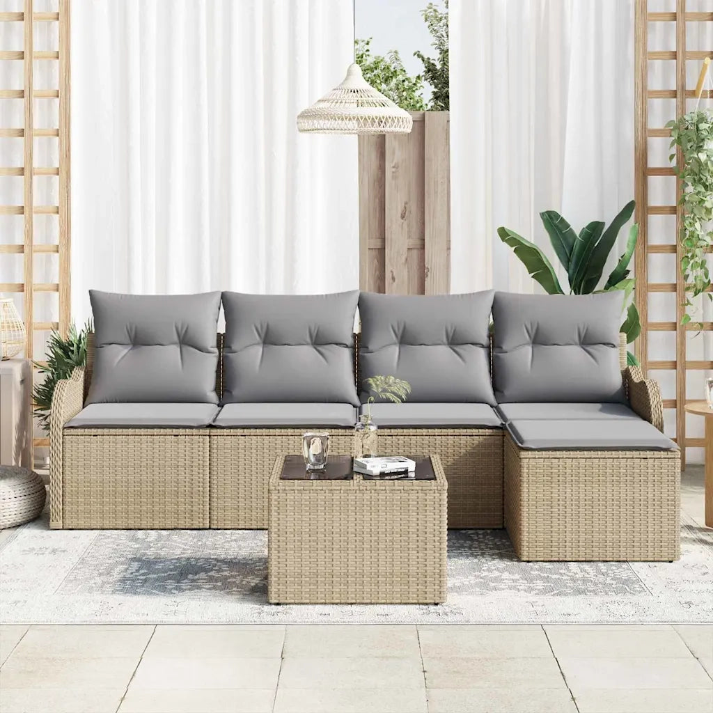 Set Divano da Giardino Beige polyrattan