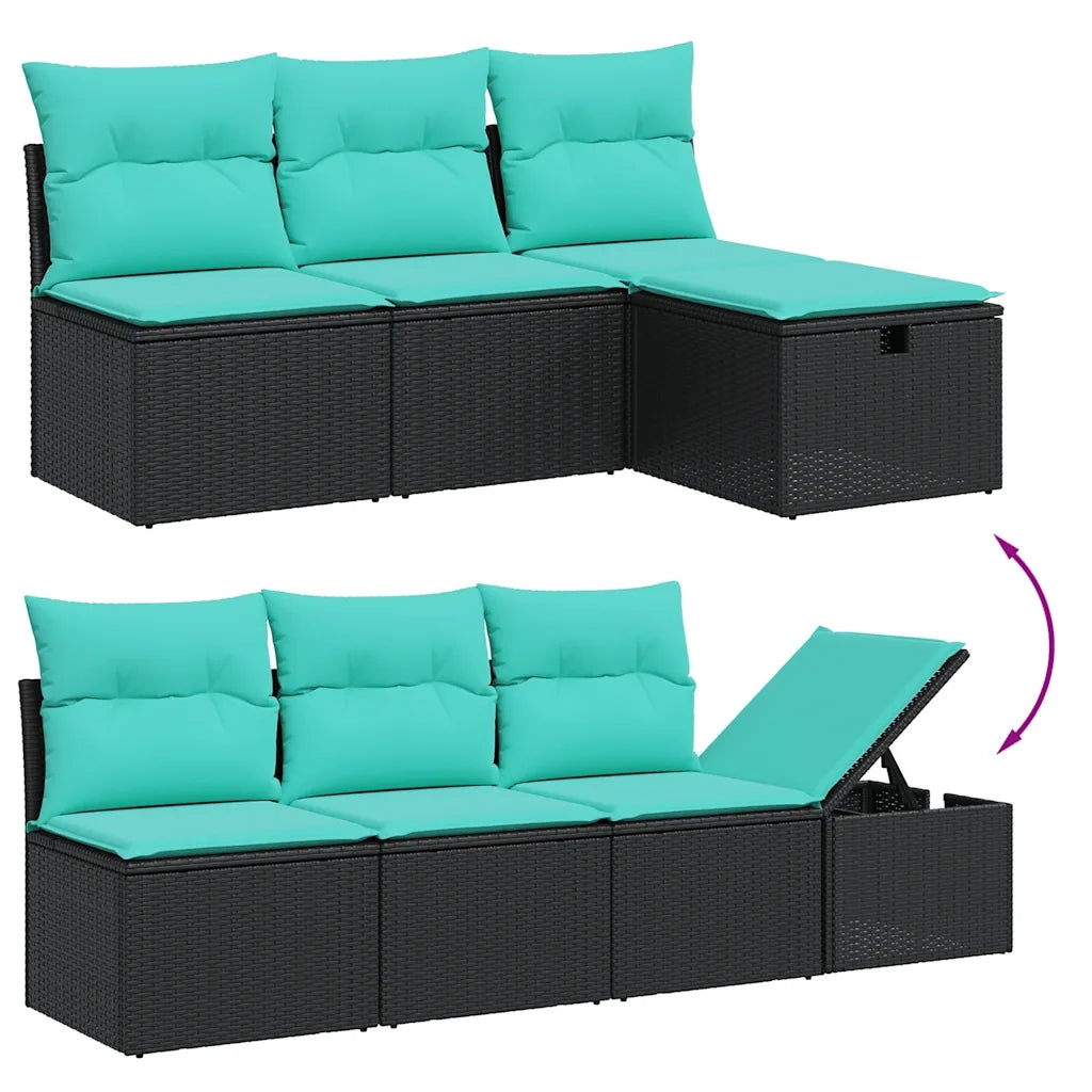 Set Divani da Giardino 8 pz con Cuscini Nero in Polyrattan 3264732