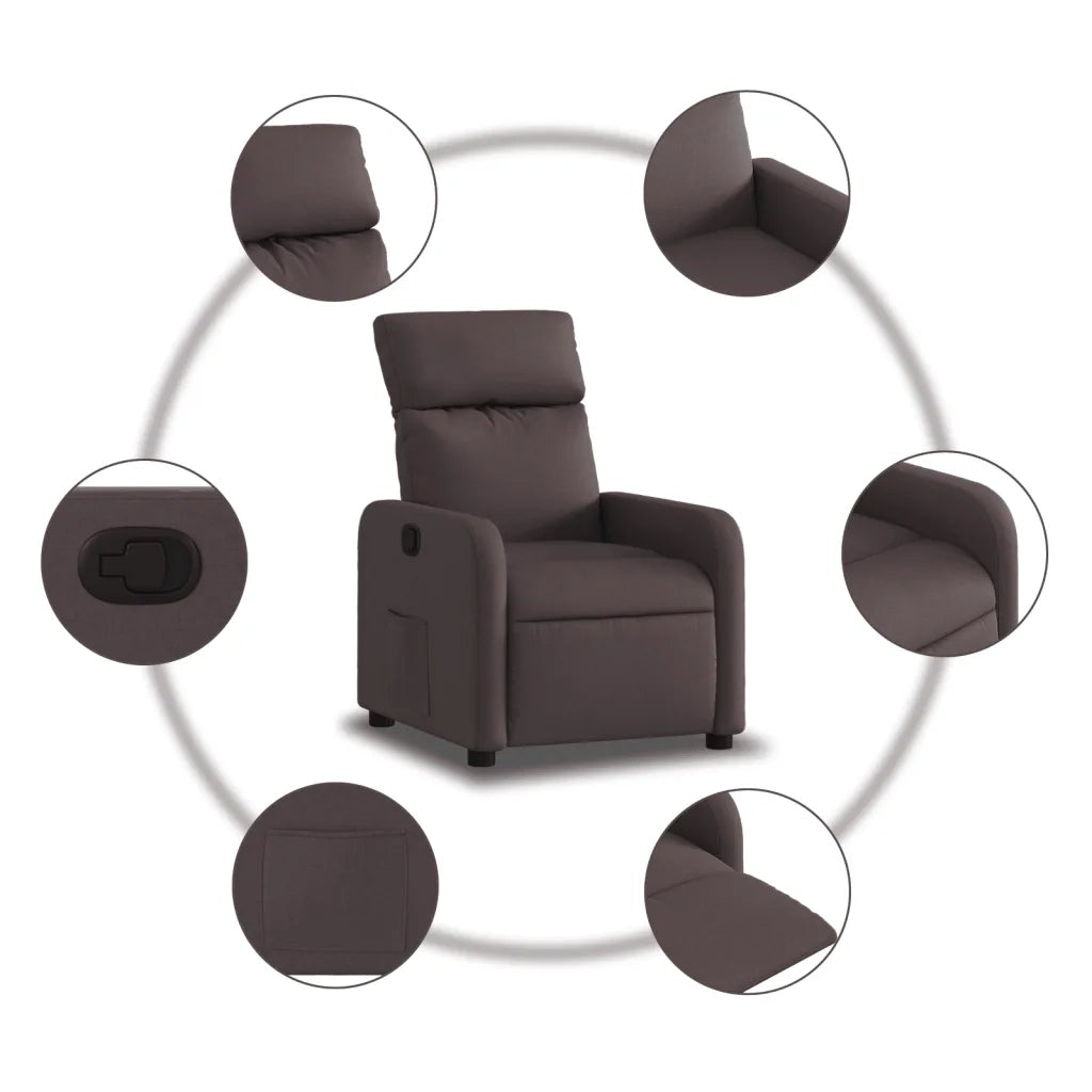 Poltrona Reclinabile Marrone Scuro in Tessuto 374170