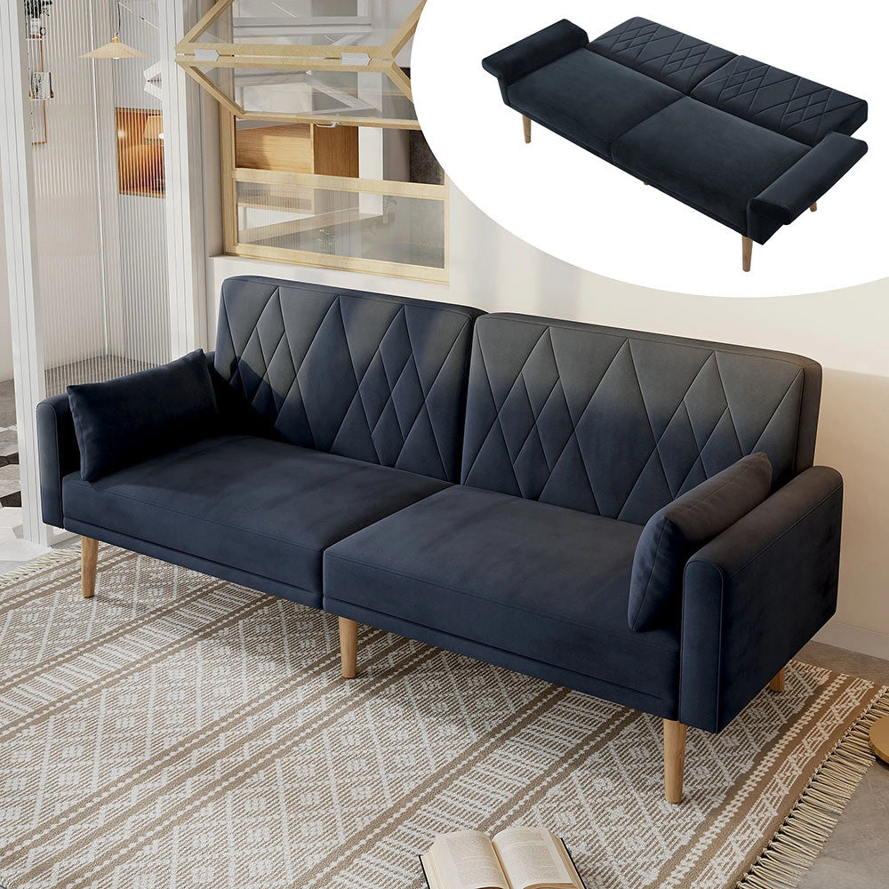 Divano 2 posti - Xylo - velluto, letto convertibile, multifunzione
