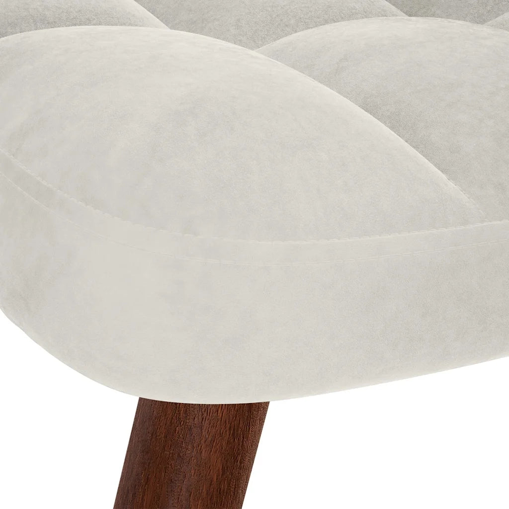 Sedia a dondolo con sgabello in velluto crema CFW3096633
