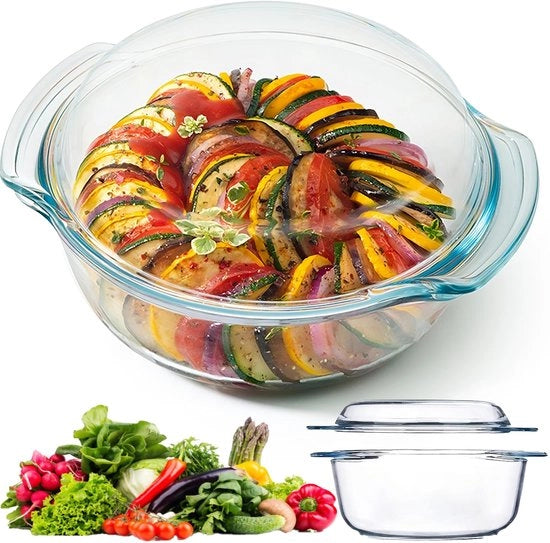 Ovenschale Resistente al Calore - Forma per Cottura - Resistente al Microonde - Resistente al Lavastoviglie - Rond 1,5 L - 20,5 x 23,5 x 10,5 cm