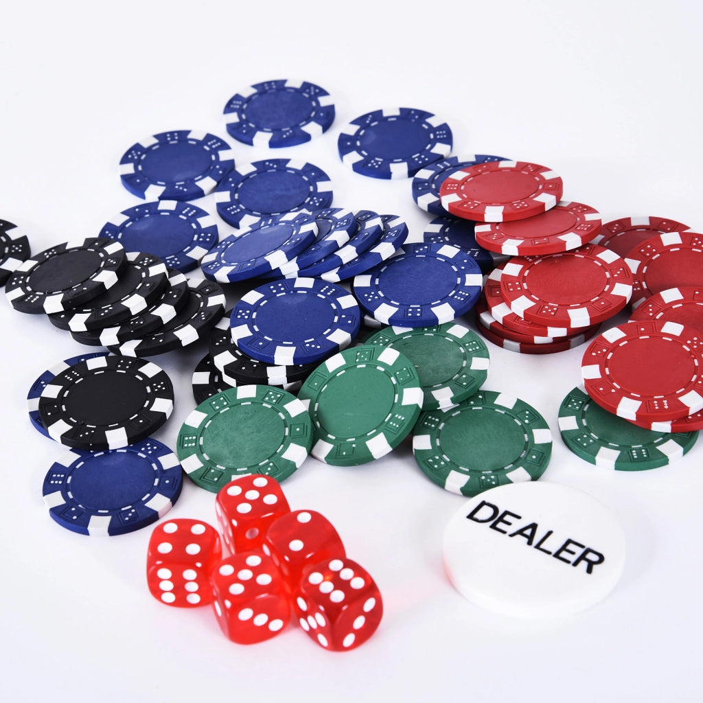 Set di Poker con Fichas e Dadi ¨C Minimal ¨C 29,5x20,5x6,5 cm Multicolore