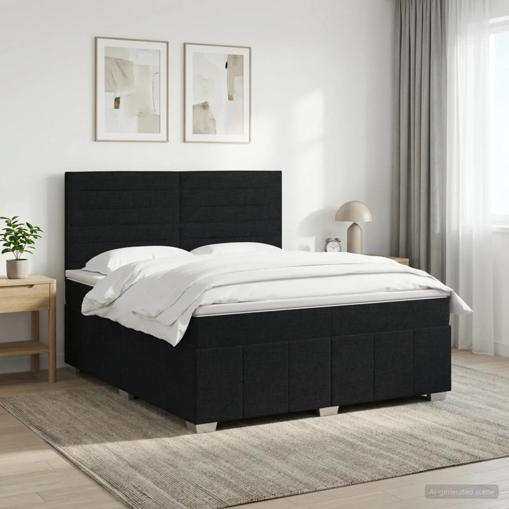 Letto box spring con materasso Nero 180 x 200 cm Tessuto 3454192