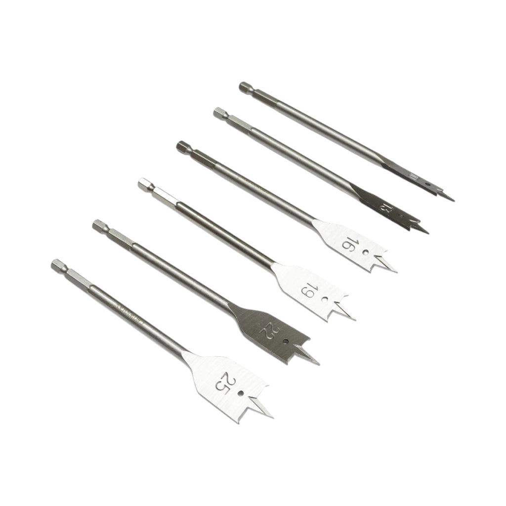 Set di punte piatte Crownman da 6 pezzi da 10-25 mm per legno