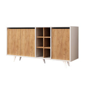 Credenza in legno "Prava" - 140 x 40 x 86 cm - Marrone