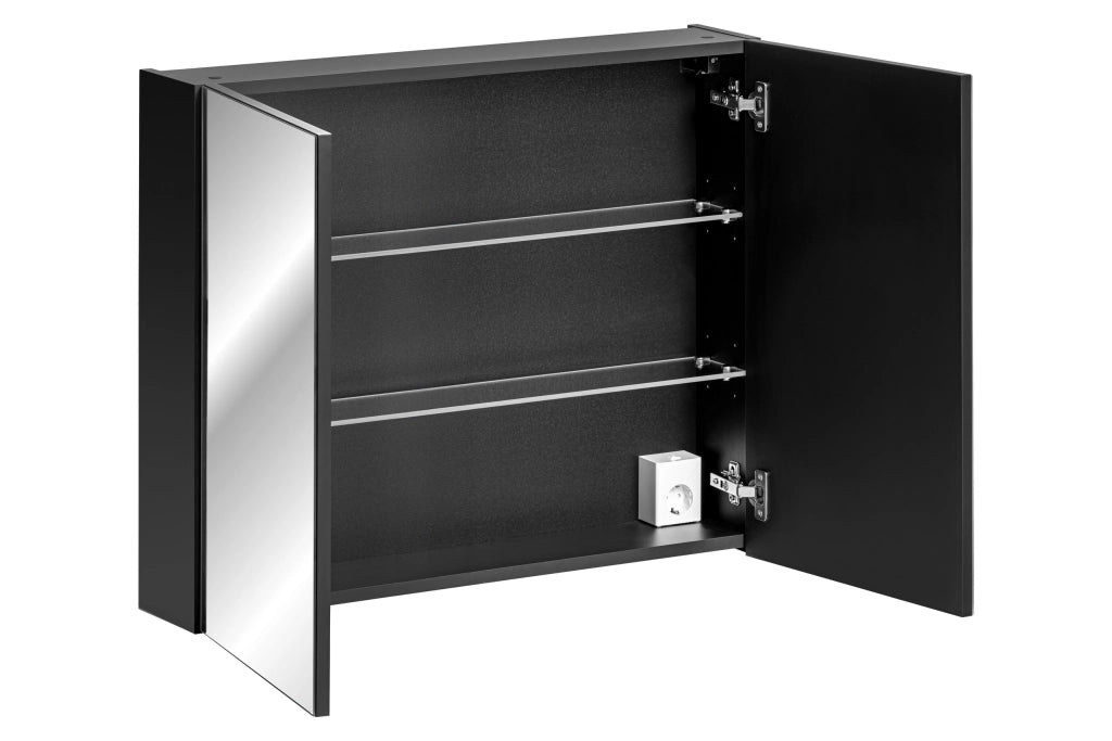 Mobile con specchio 80 cm 2 ante Santa Fe Black 80 x 65 x 17 cm