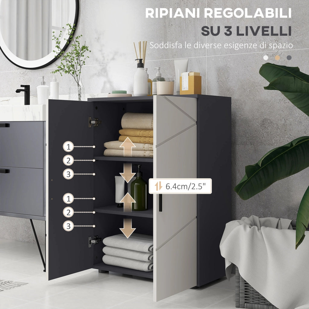Mobile Bagno con Ante e Ripiani ¨C Zephmum ¨C Grigio 60x30x82