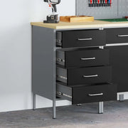 Banco da lavoro con cassetto Nero e Grigio 50 x 55 x 85 cm 4103460