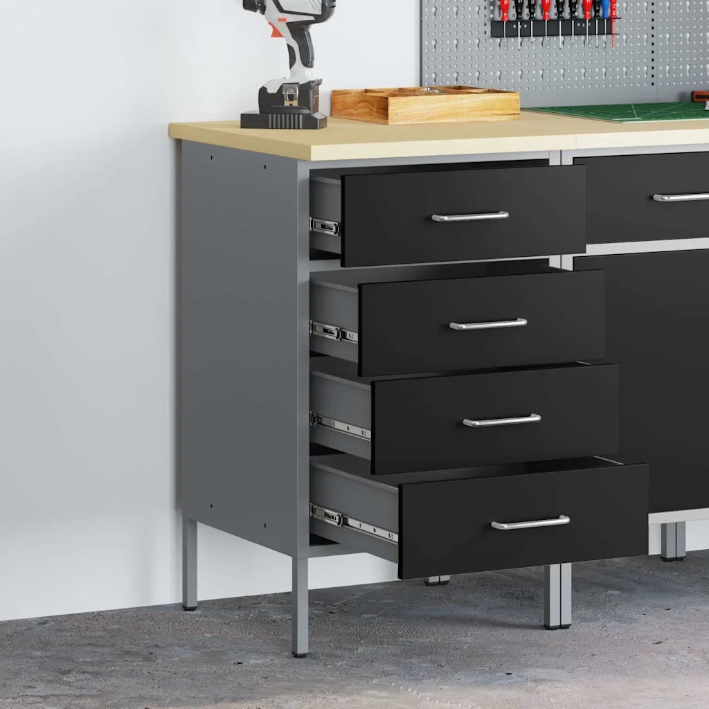Banco da lavoro con cassetto Nero e Grigio 50 x 55 x 85 cm 4103460