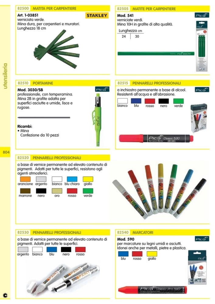 10pz matita da scalpellino pica classic 24 cm verde cod:ferx.18730