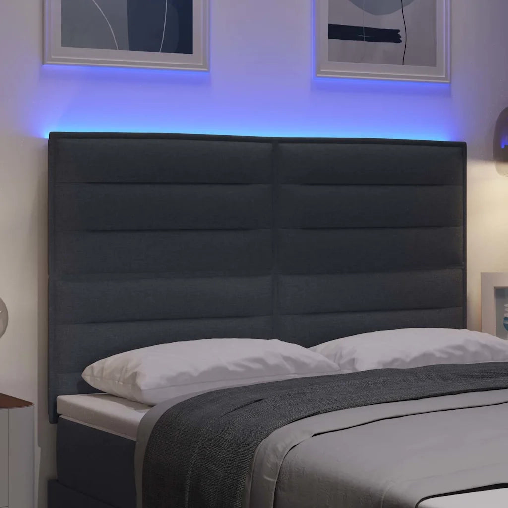 Testiera LED con strisce LED Grigio scuro 160 cm Tessuto 3338294