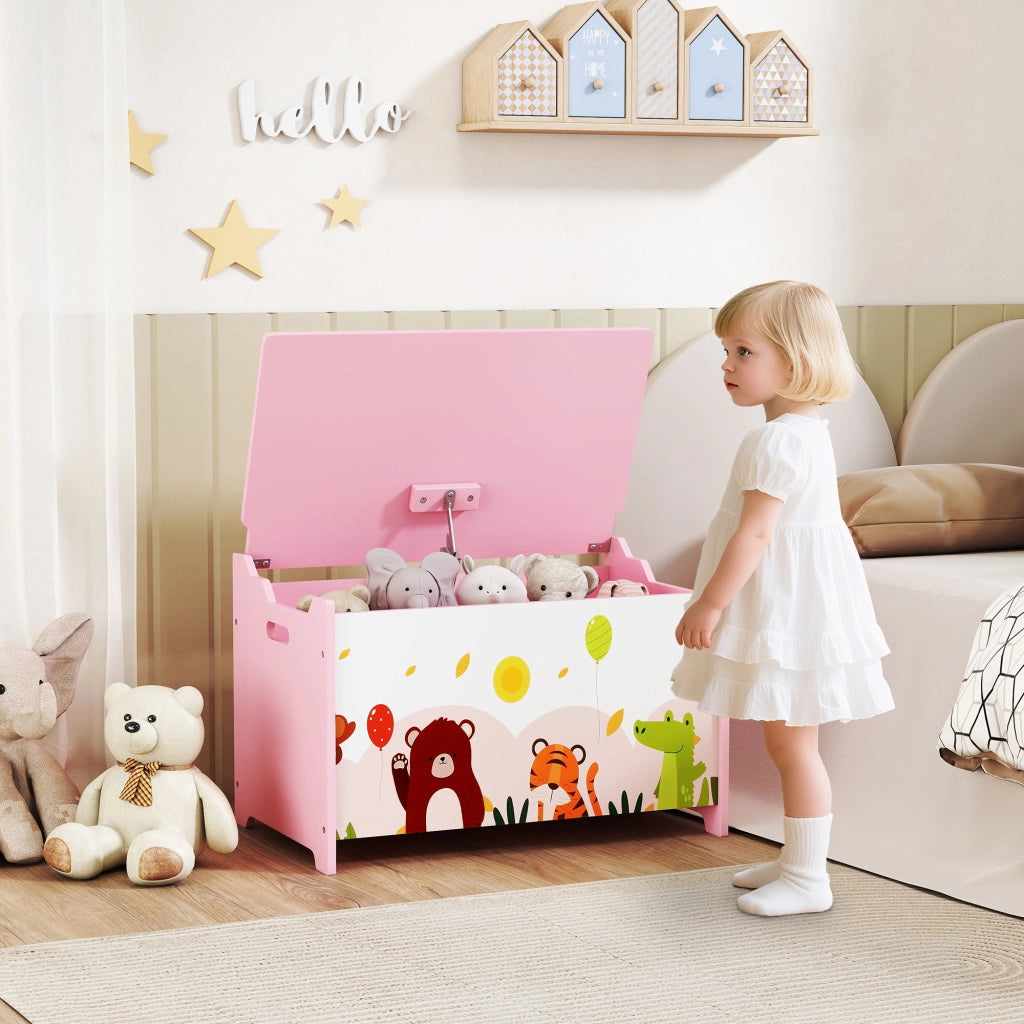 Cassa Giocattoli con Coperchio ¨C Minimal ¨C Rosa 60x37x39 cm