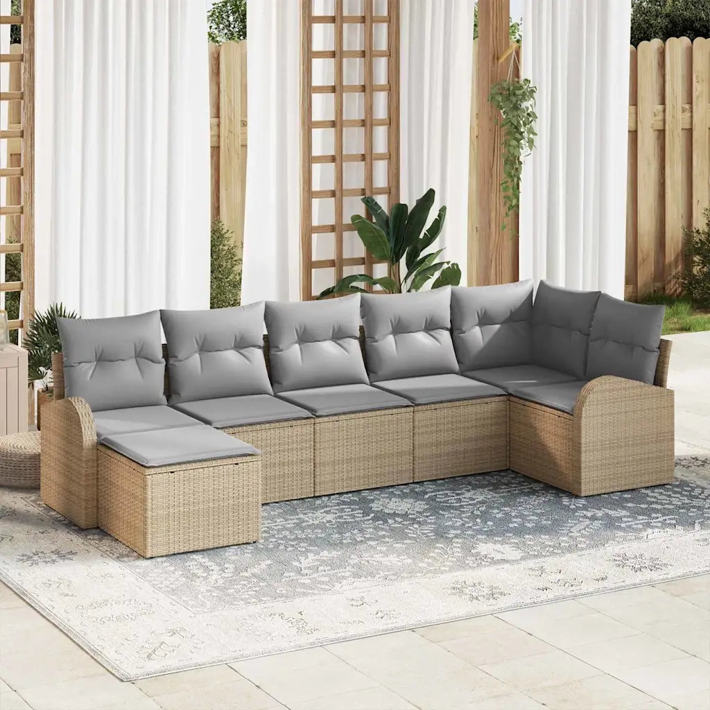 Set di divani con cuscino 7 pcs Beige polyrattan 3354799