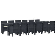 Set da Pranzo per Giardino 13 pcs Antracite Rattan Polt