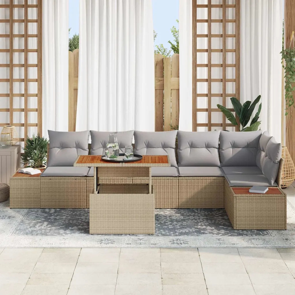 Set da Pranzo per Giardino con cuscino 7 pcs Beige e grigio 3350077