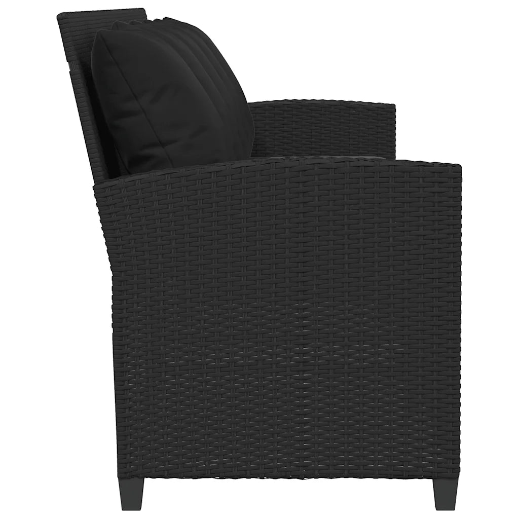 Divano da Giardino a 5 Posti con Cuscini Nero in Polyrattan 4104112