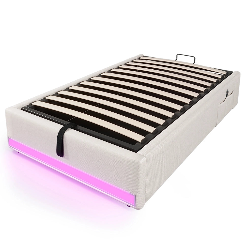 Letto contenitore - Xylo - 90x200 cm LED beige