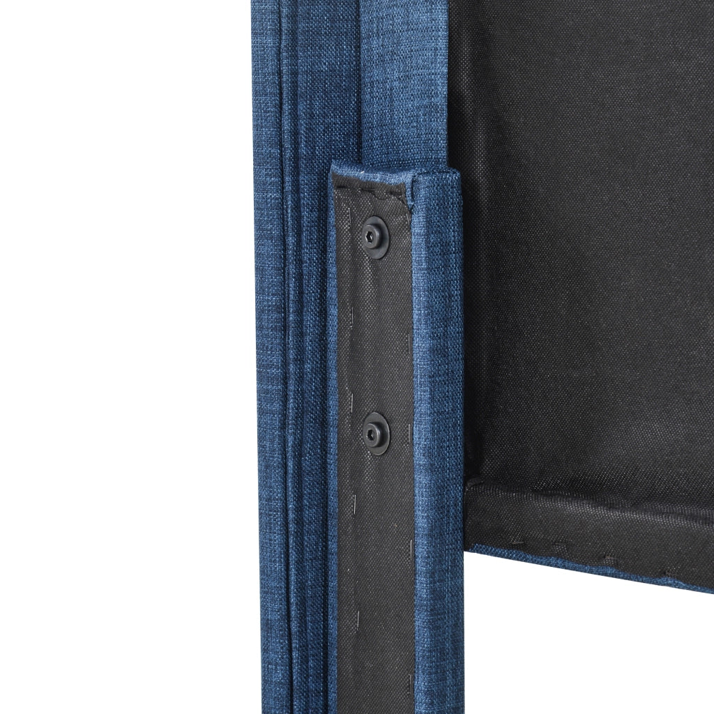 LETTO Imbottito 90x200 cm in lino blu con rete a doghe