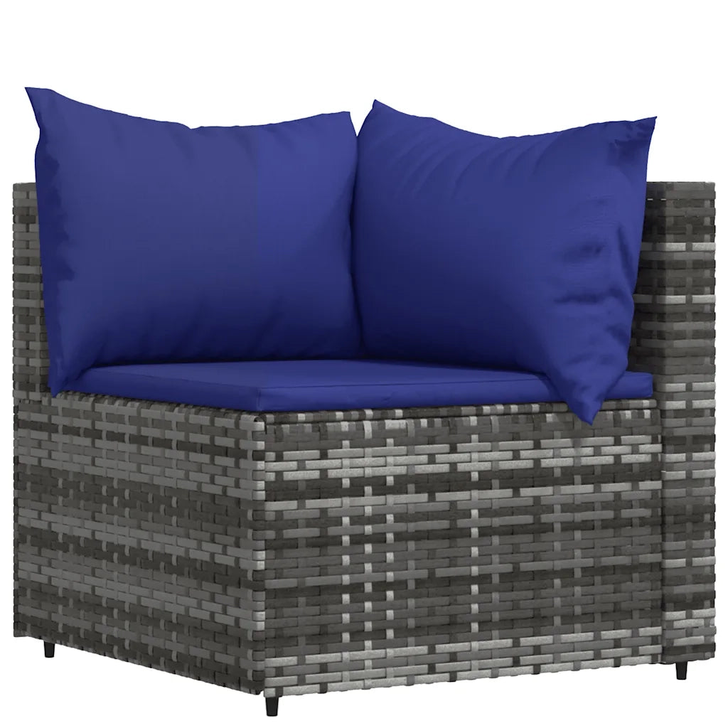 Set Divani da Giardino 4 pz con Cuscini in Polyrattan Grigio 319848
