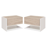 Comodino Sospeso con Cassetto ¨C Xylo ¨C Bianco Rovere Set 2 Pezzi