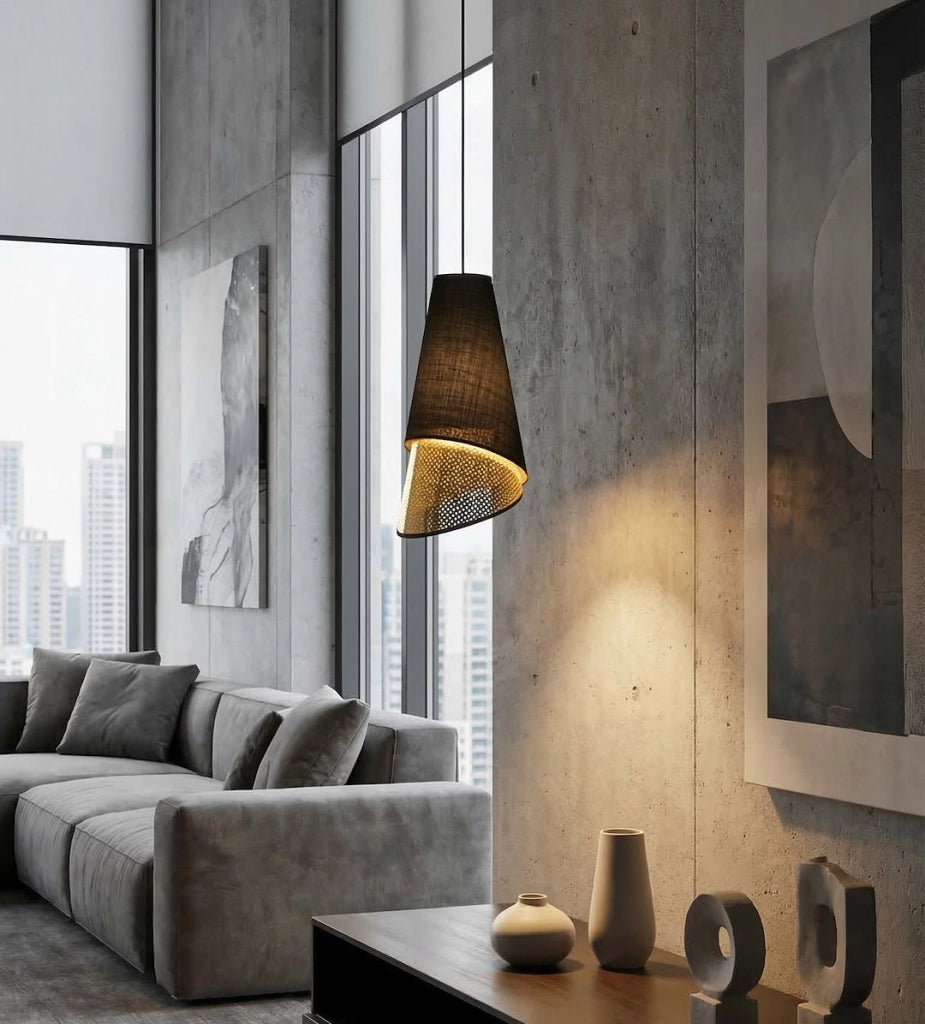 Lampada sospesa MODA asimmetrica nera oro 1xE27 Emibig