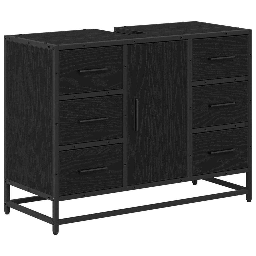 Mobile da Bagno | Armadio da bagno Rovere Nero 80 x 33 x 60 cm Legno multistrato