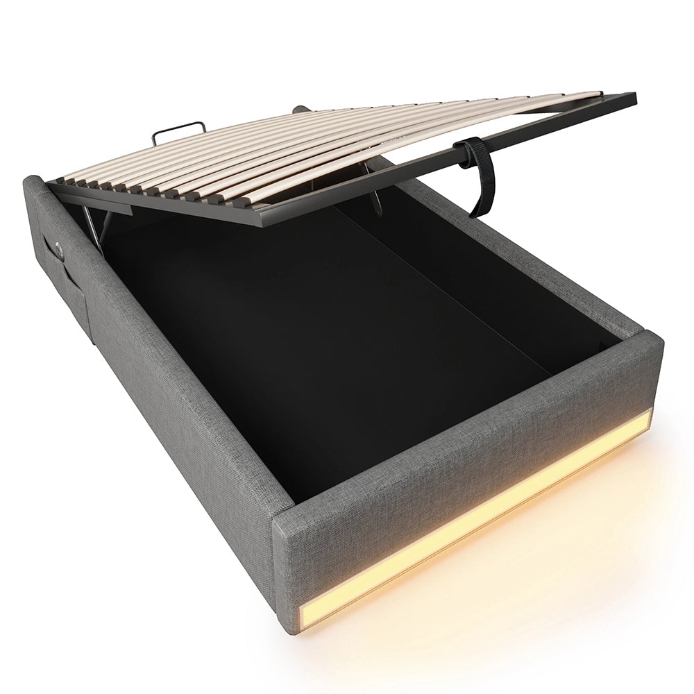 Letto contenitore - Xylo - 90x200 cm LED grigio