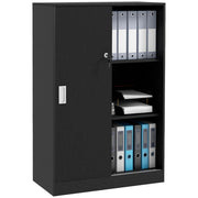 Armadietto da Ufficio 80x40x120 cm Ante Scorrevoli con 2 Chiavi di Sicurezza Nero