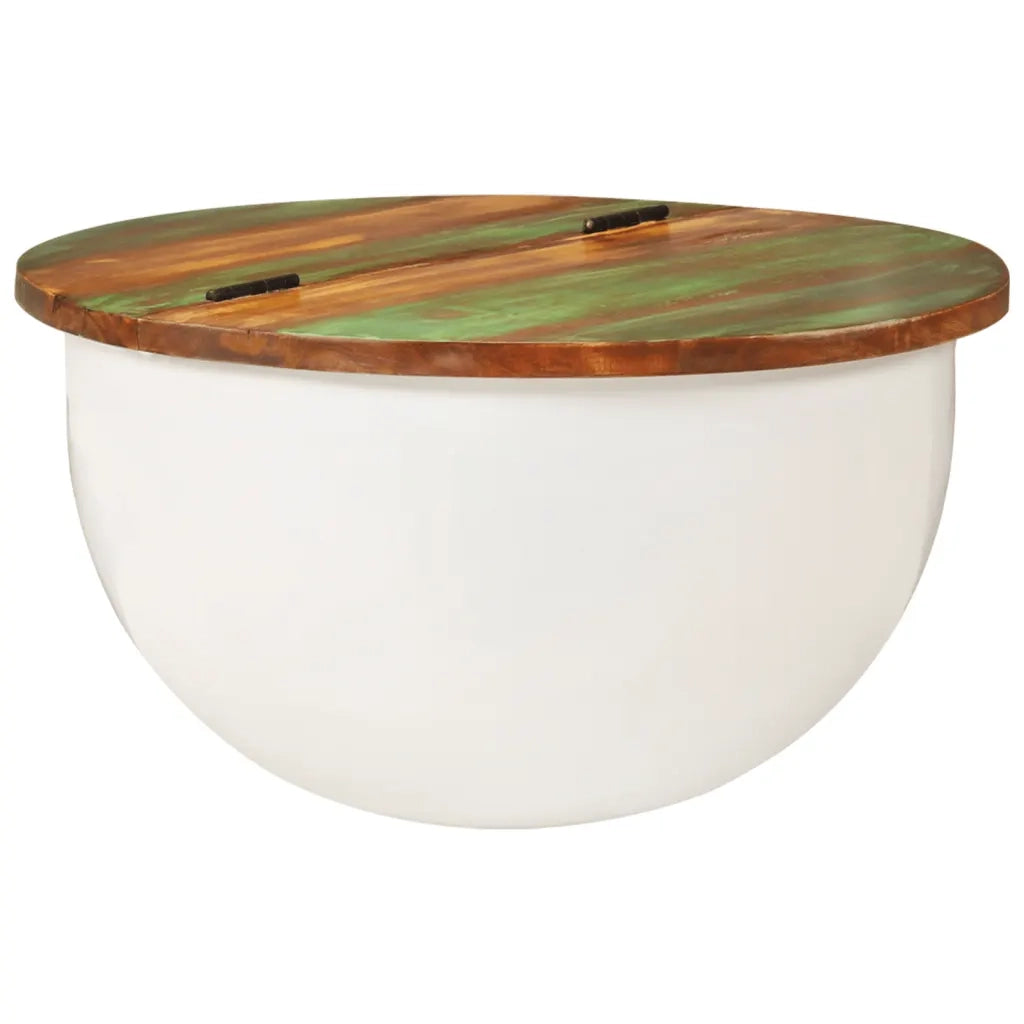 Tavolino da Salotto Bianco 50x27 cm Legno Massello di Recupero 351754