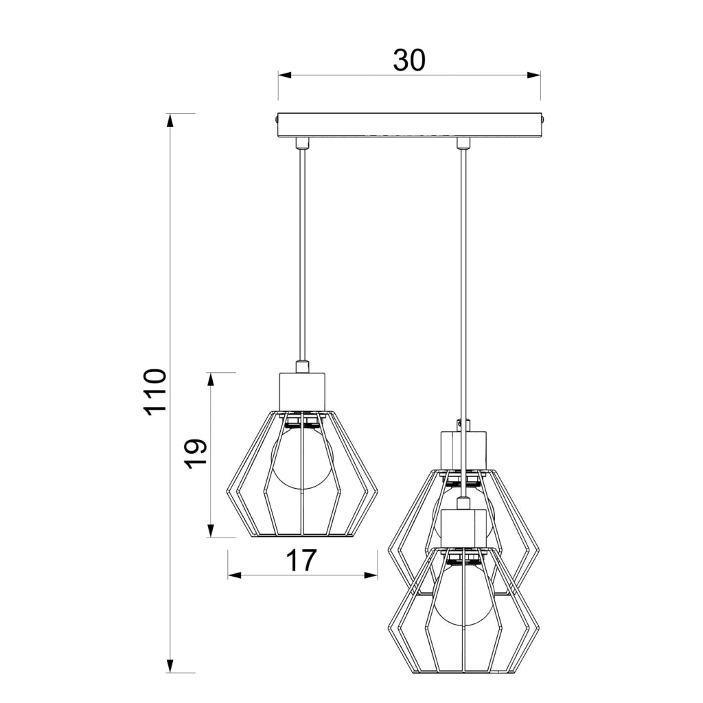 Lampada sospensione industriale 3xE27 nera Parkla
