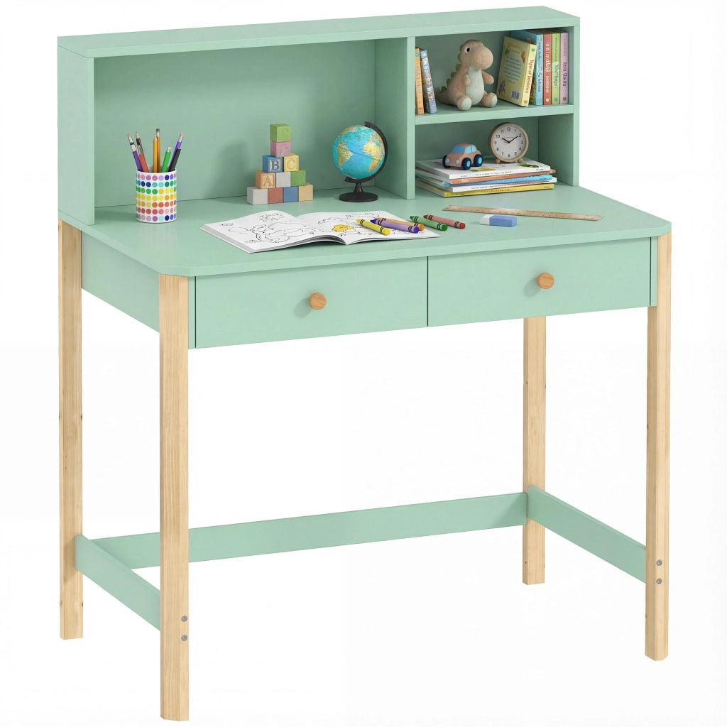 Scrivania per bambini con cassetti e scaffale ¨C Minimal ¨C Verde 90x52x105 cm
