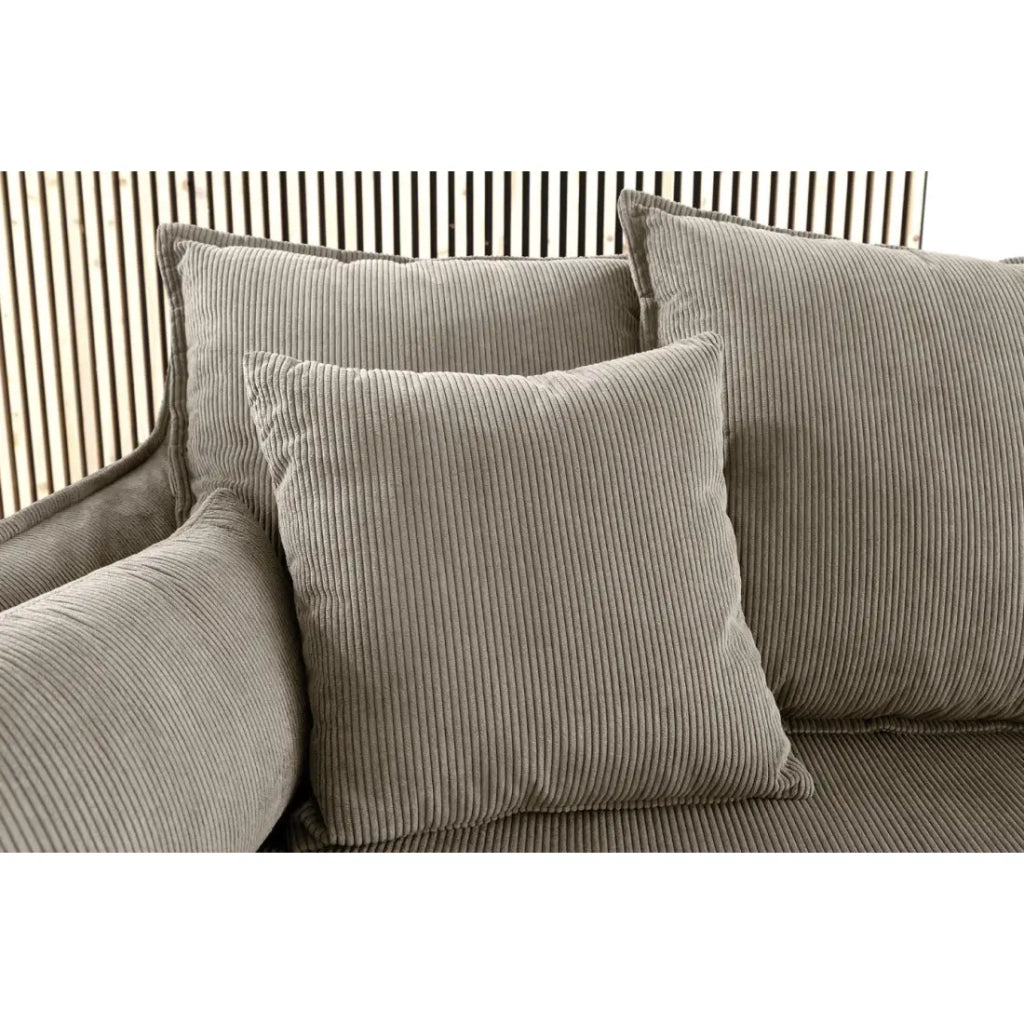 Divano dritto KALIA - Tessuto a costine beige grigio - 3 posti - Stile contemporaneo