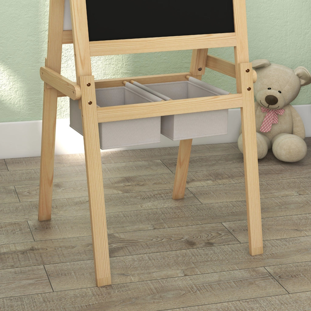 Lavagna Bambini con Cavalletto 3 in 1 e Cestini ¨C zephmum ¨C 58x50.5x109cm Legno