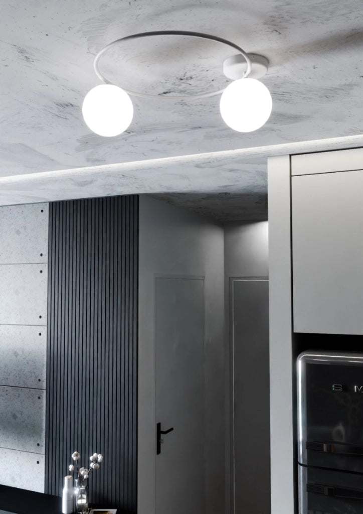 Plafoniera Emibig SOPRA 2 luci E14 vetro bianco 47cm