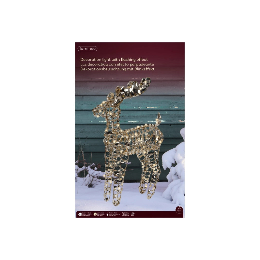 Renna Oro c/led bianco caldo 13x37x66cm OUT