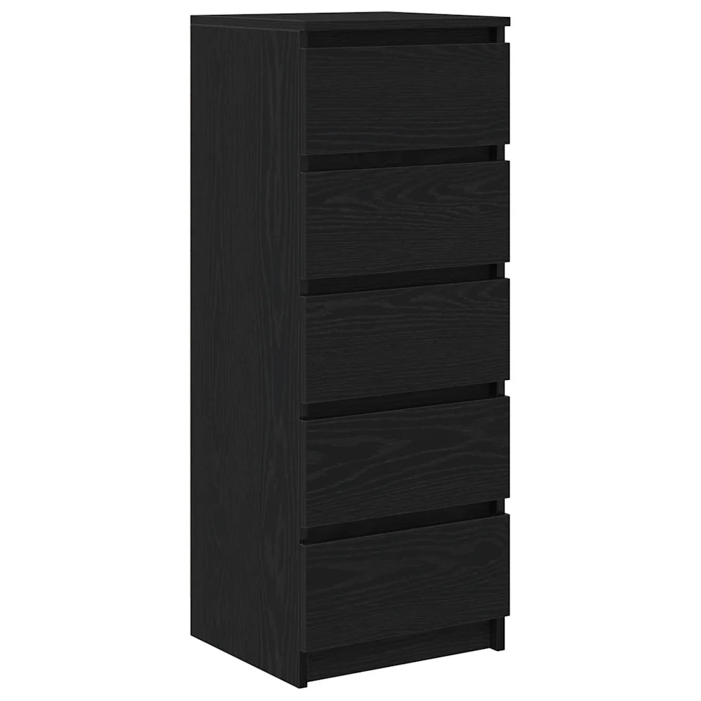 Credenza | Madia | Buffet da pranzo | Armadio da pranzo con Cassetti Rovere Nero 37,5x35x99 cm Truciolato
