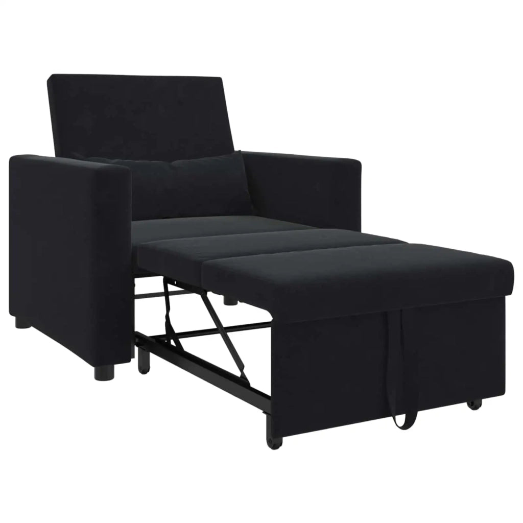 Divano letto estraibile singolo con ruote Nero Velluto 42002703
