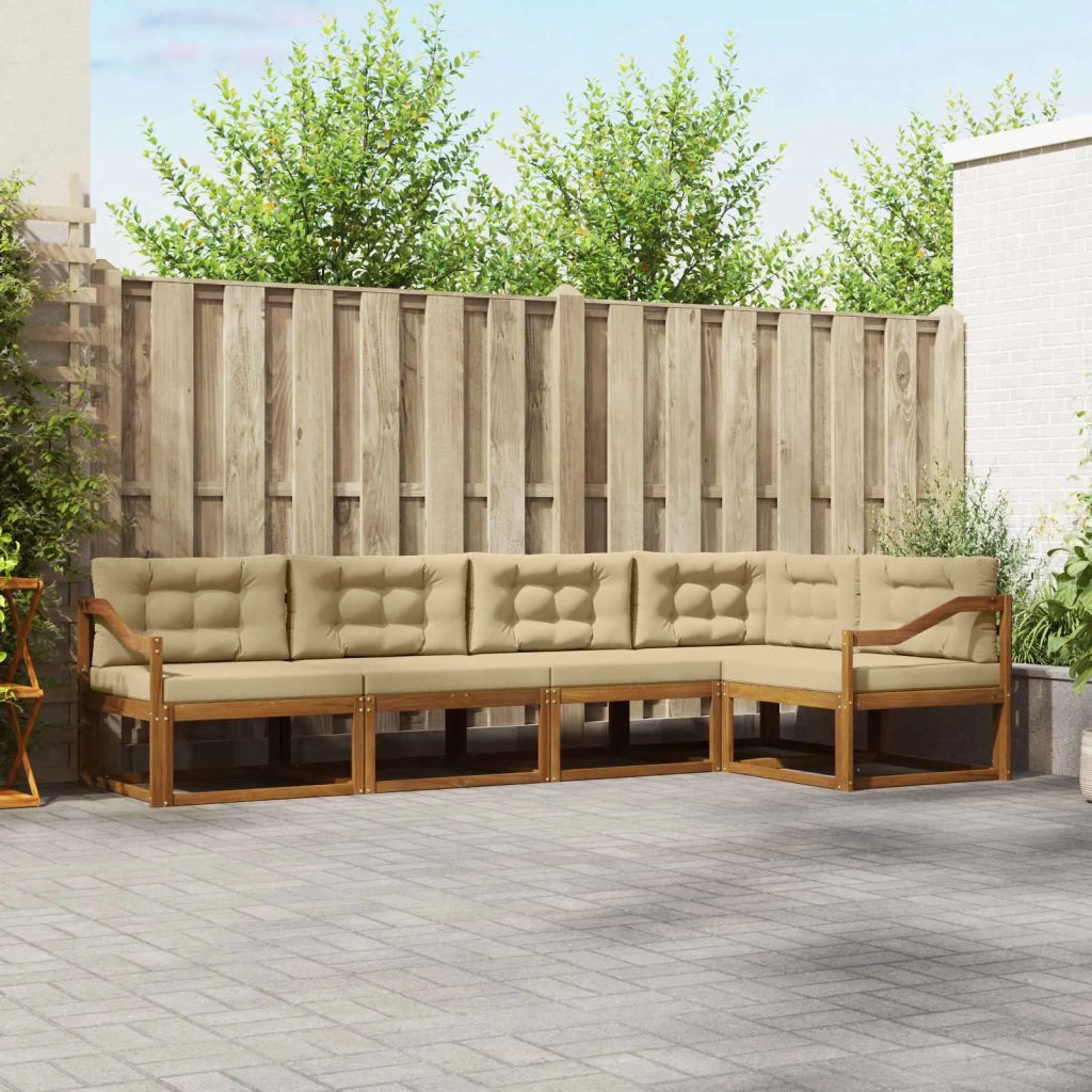 Set di divani da esterno con cuscino 5 pcs Naturale e Beige 3367596