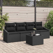 Set di divani con cuscino 5 pcs Nero polyrattan 3355262