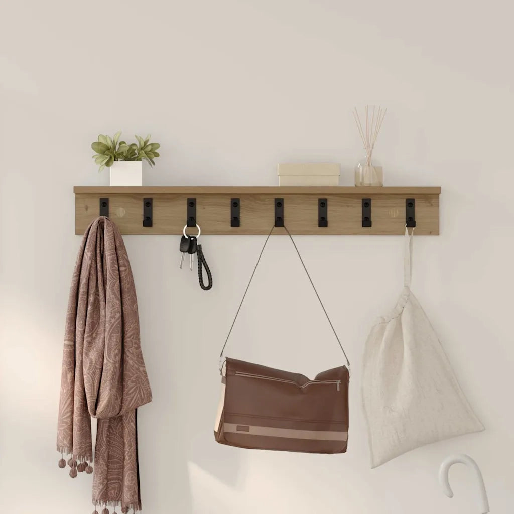 Appendiabiti a muro Rovere artigianale 80 x 10,5 x 10,5 cm 874370