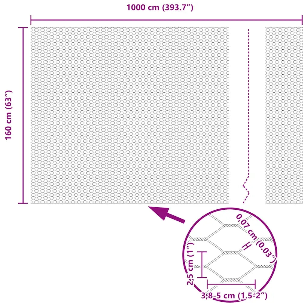 Recinzione Esagonale Grigio 1,6 x 10 m PVC 42005510
