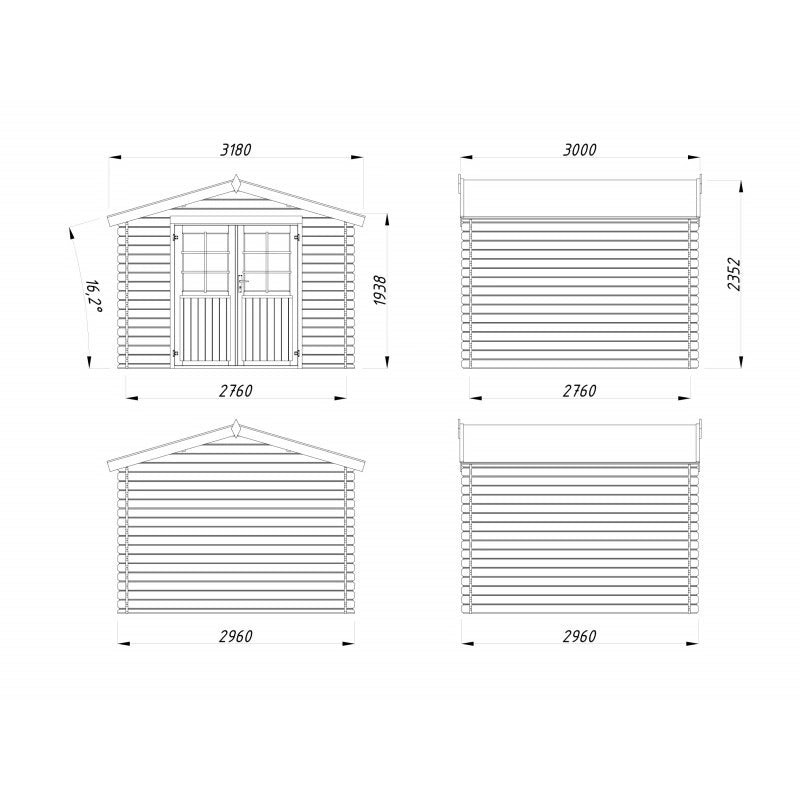Casetta in legno Rita 300x300 cm impregnato autoclave pareti 28 mm  Esterni da Vivere