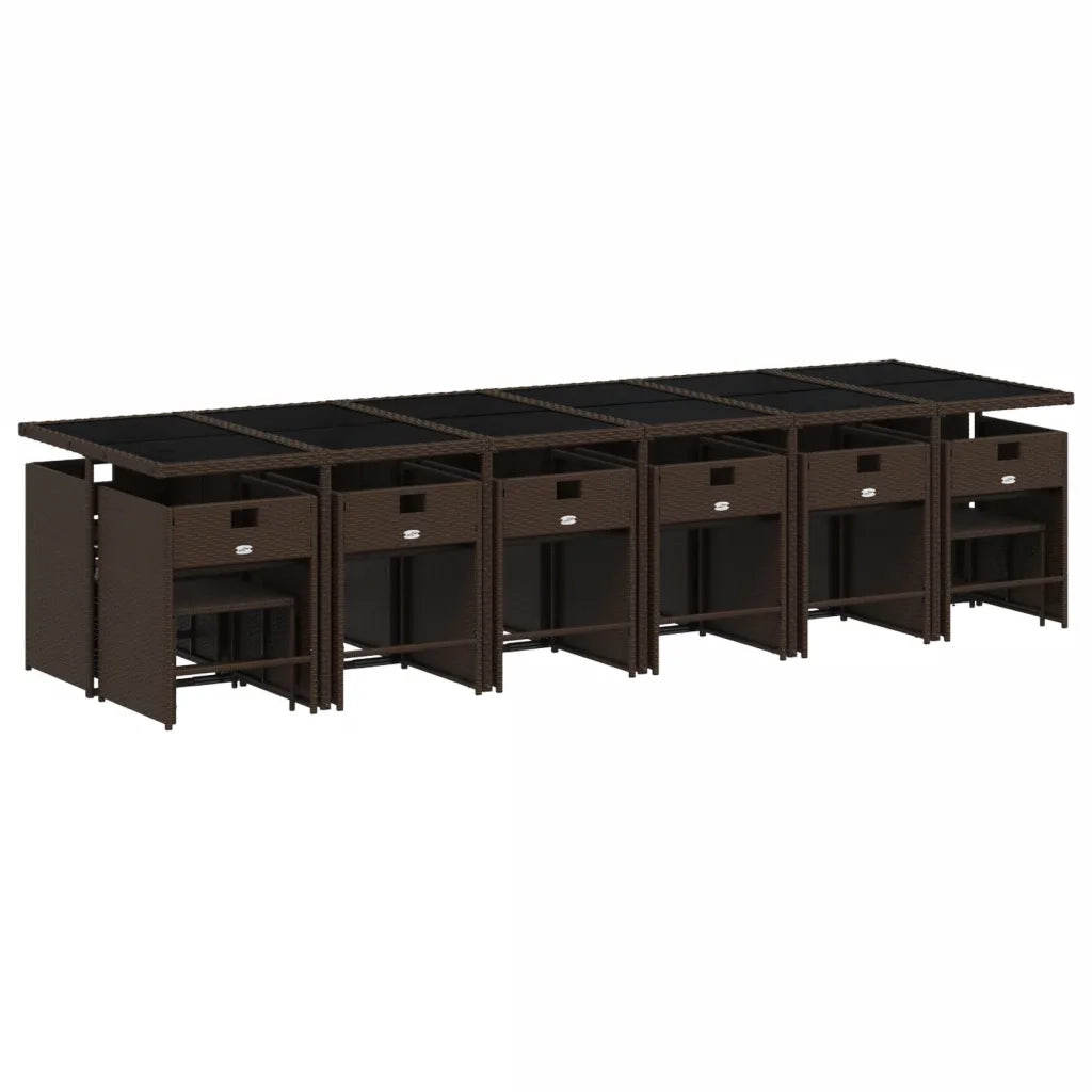 Set da Pranzo da Giardino 17 pz con Cuscini Marrone Polyrattan 3277952