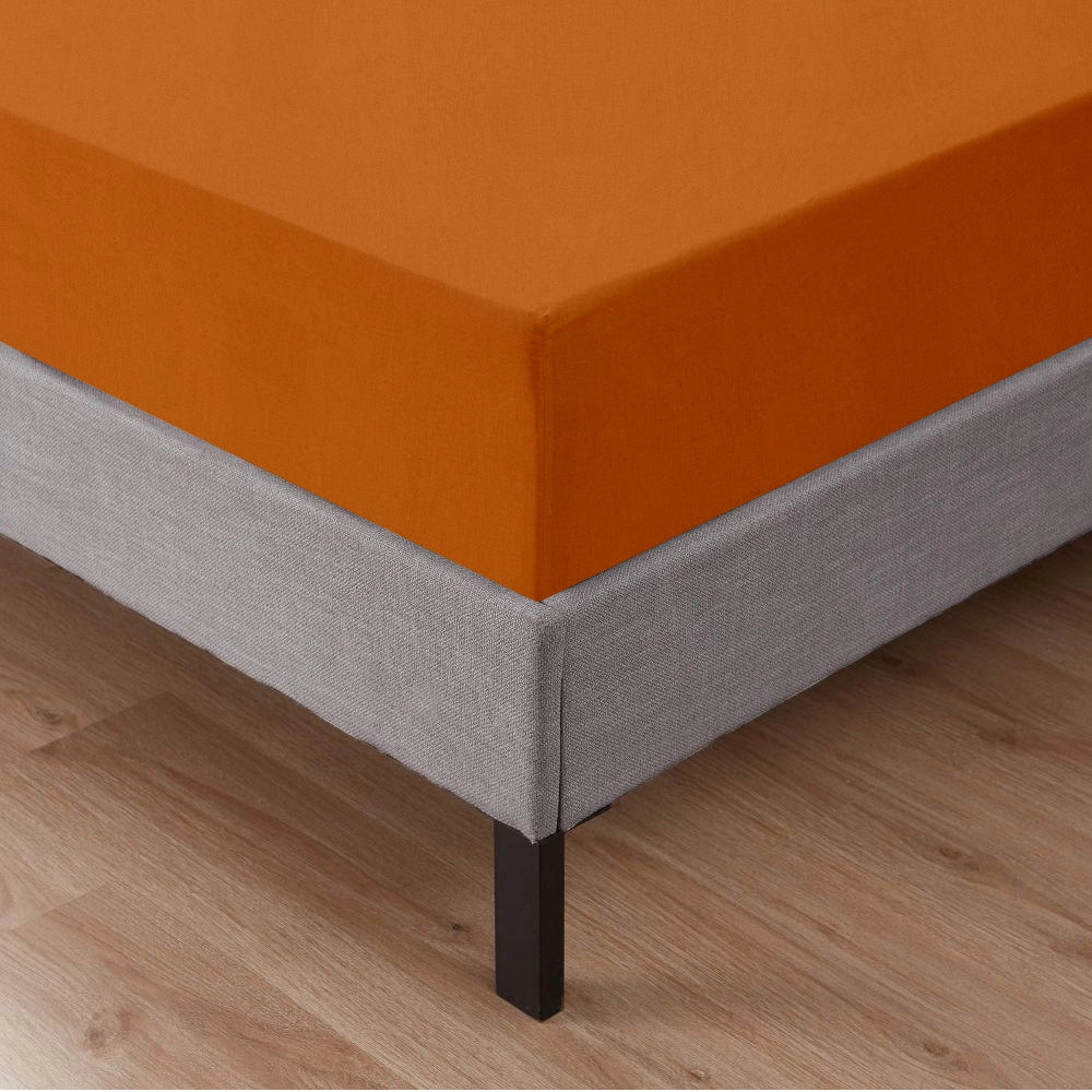 Lenzuolo Sotto Con Angoli Elastici 100% Puro Cotone  Arancio - Una piazza e mezza