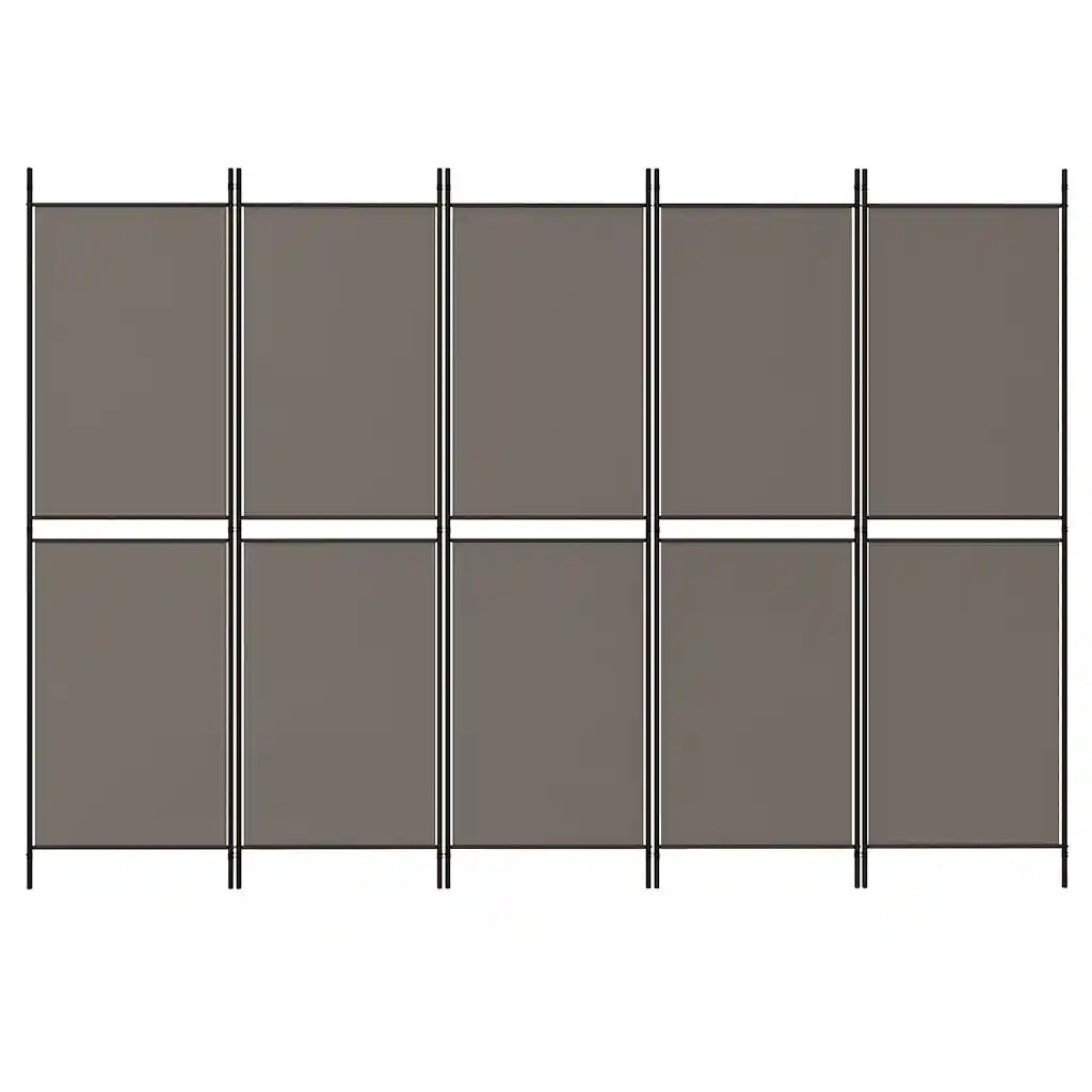 Divisorio a 5 Pannelli Antracite 250x200 cm Tessuto 350236