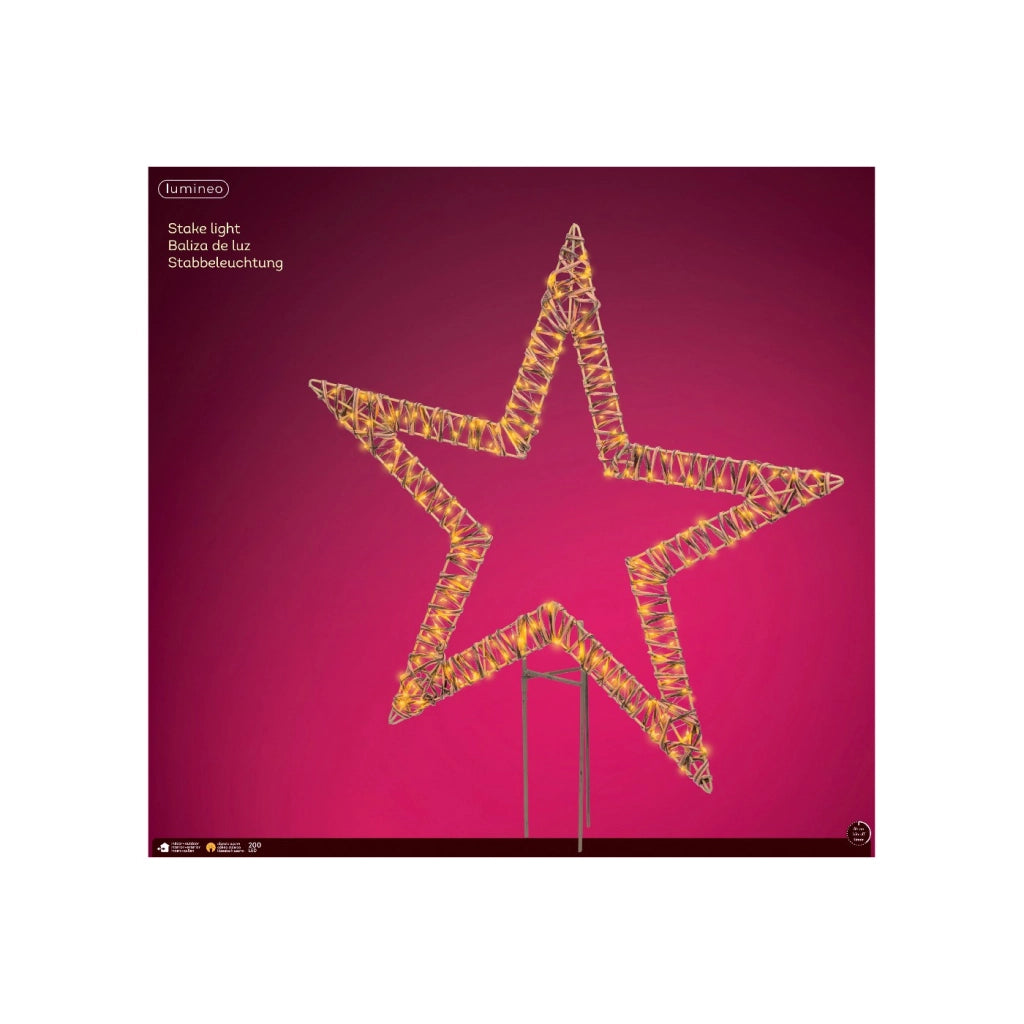 Stella in vimini marrone c/led bianco caldo 76x92cm OUT