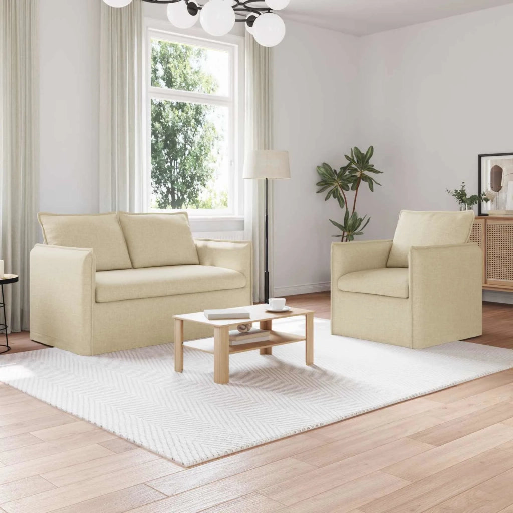 Set di divani 2 pcs Crema 136 x 82 x 85 cm Tessuto 3407528