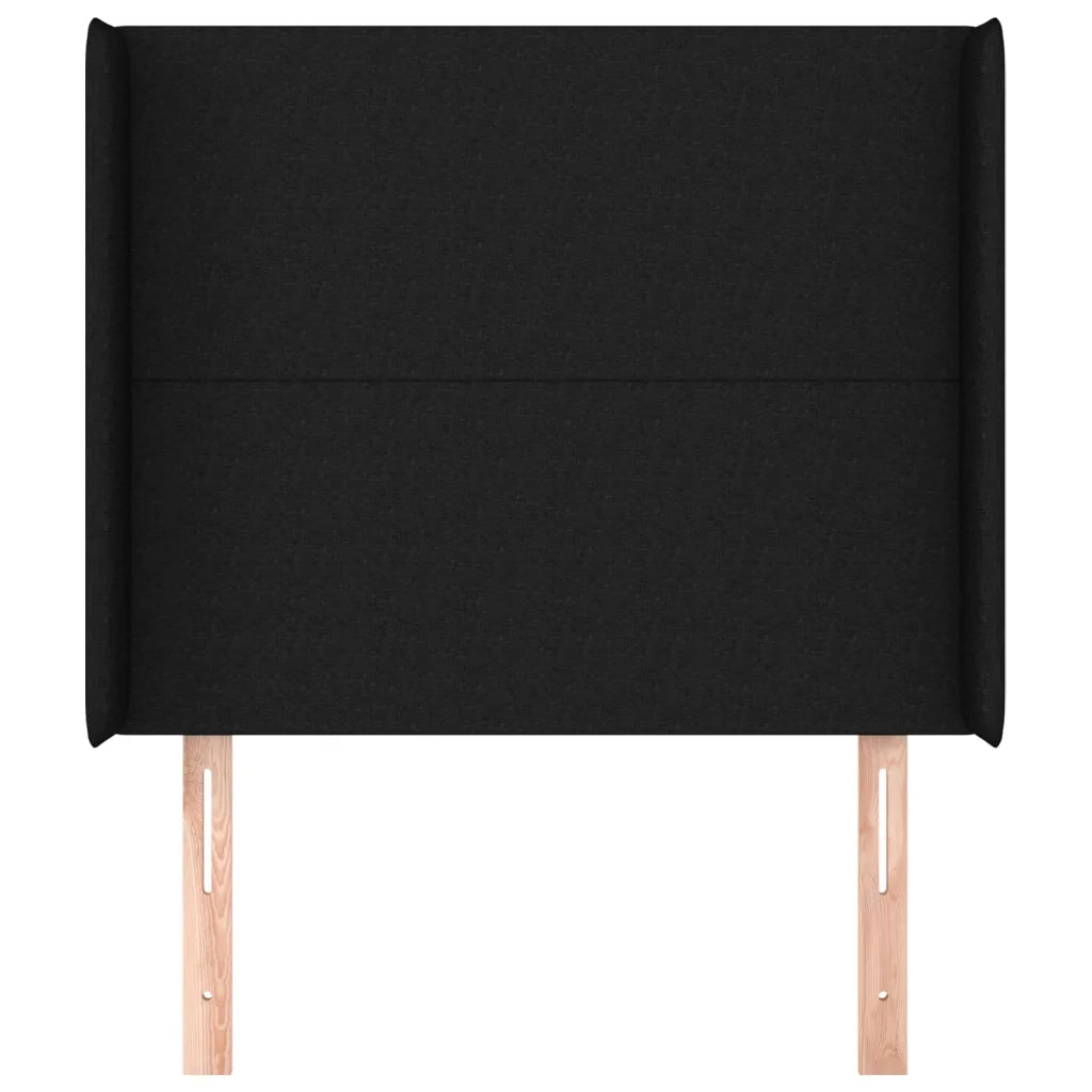 Testiera ad Orecchio-Testata con Orecchie Nera 103x16x118/128 cm in Tessuto 183148
