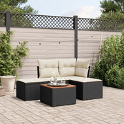 Set Divani da Giardino 5 pz con Cuscini in Polyrattan Nero 3255916